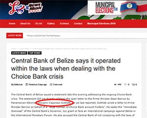 Central Bank of Belize says it operated within the laws when dealing with the Choice Bank crisis