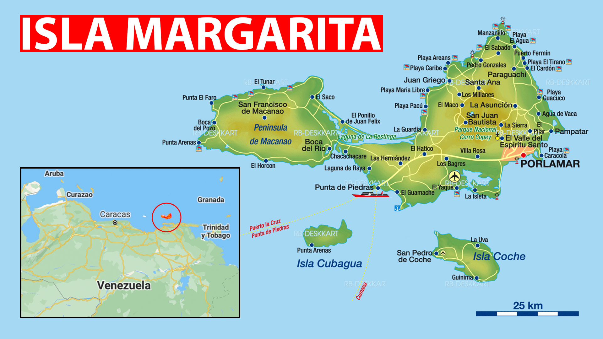 mapa de la isla de margarita